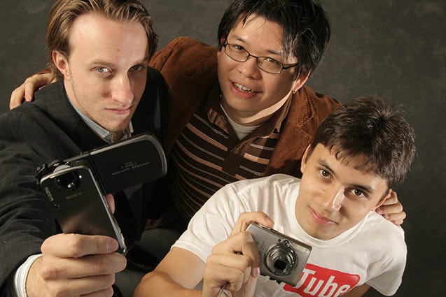 Photo of Chad Hurley, Steve Chen and Jawed Karim.